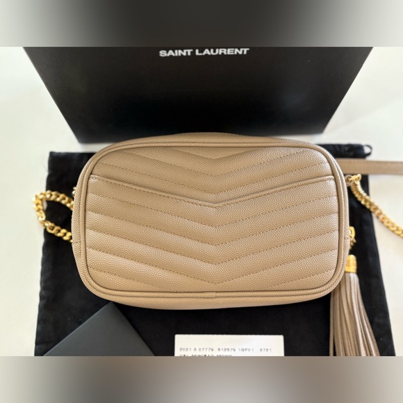 YVES SAINT LAURENT YSL MINI LOU CAMERA BAG IN DARK BEIGE - Picture 11 of 16
